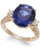 Velvet Bleu By Effy Manufactured Diffused Sapphire (6-3/4 Ct. T.w.) And Diamond (1/2 Ct. T.w.) Ring In 14k Rose Gold