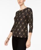 Jm Collection Printed Jacquard Top