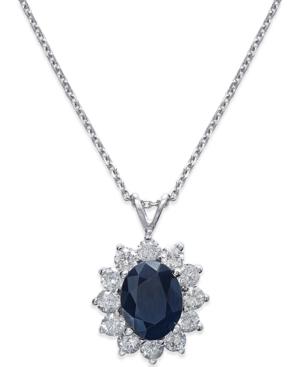 Sapphire (2-1/5 Ct. T.w.) And Diamond (1 Ct. T.w.) Necklace In 14k White Gold