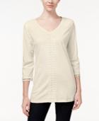 Jm Collection V-neck Crochet-trim Tunic, Only At Macy's