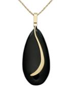 14k Gold Necklace, Onyx Almond Sweep Pendant