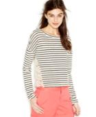 Maison Jules Long-sleeve Lace-inset Printed Top