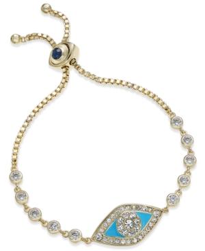 Joan Boyce Crystal & Colored Enamel Eye Pendant Slider Bracelet
