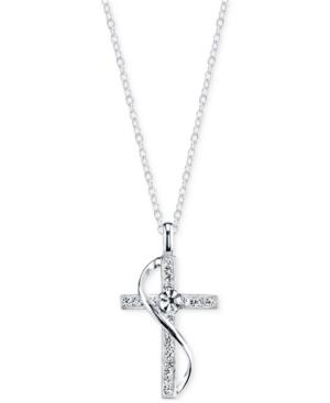 Unwritten Silver-plated Crystal Cross Swirl Pendant Necklace