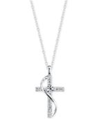 Unwritten Silver-plated Crystal Cross Swirl Pendant Necklace
