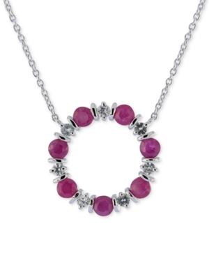 Ruby (2 Ct. T.w.) & White Sapphire (3/4 Ct. T.w.) 16 Pendant Necklace In Sterling Silver