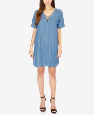 Lucky Brand Lace-up Chambray Shift Dress