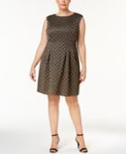 Jessica Howard Plus Size Metallic Geo-print Fit & Flare Dress