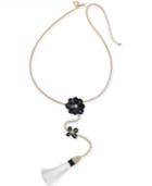Thalia Sodi Two-tone Crystal Flower & Tassel 27 Lariat Necklace, Created For Macy's