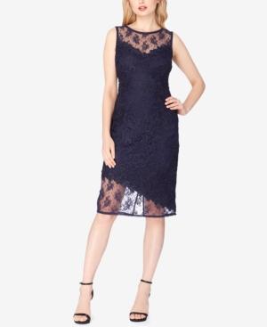 Tahari Asl Illusion Lace Asymmetrical Sheath Dress