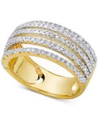 Diamond Multi-band Statement Ring (1/2 Ct. T.w.) In Sterling Silver Or 18k Gold-plated Sterling Silver