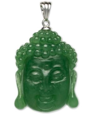 Dyed Jadeite (24 X 30mm) Carved Buddha In Sterling Silver