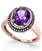 14k Rose Gold Amethyst (2-3/8 Ct. T.w.) And Diamond (1/3 Ct. T.w.) Ring