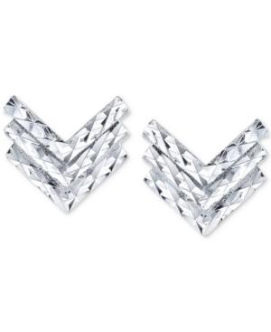 Unwritten Chevron Stud Earrings In Sterling Silver