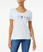 Karen Scott Striped Beach Graphic T-shirt, Only At Macy's