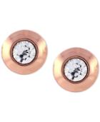 Vince Camuto Rose Gold-tone Crystal Round Stud Earrings