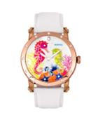 Bertha Quartz Morgan Collection Rose Gold And White Leather Watch 38mm