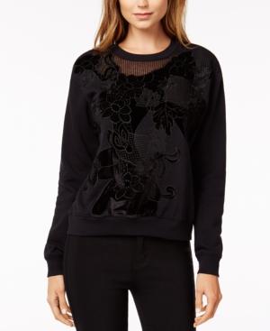 Bar Iii Mesh-trim Velvet-applique Sweatshirt, Created For Macy's