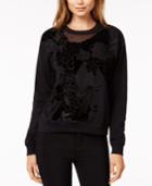 Bar Iii Mesh-trim Velvet-applique Sweatshirt, Created For Macy's