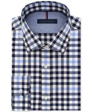 Tommy Hilfiger Men's Slim-fit Blue Check Dress Shirt