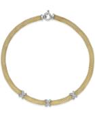 Diamond Mesh X Collar Necklace (3/8 Ct. T.w.) In 14k Gold-plated Sterling Silver