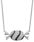 Simone I. Smith Platinum Over Sterling Silver Necklace, Black And White Crystal Candy Pendant