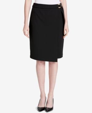 Calvin Klein Buckled Faux-wrap Skirt