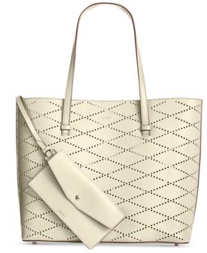 Dkny Marley Diamond-perforated Large Tote, Created For Macy's