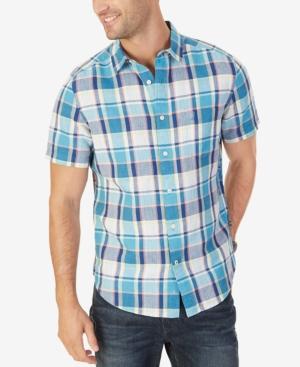Nautica Men's Classic-fit Linen-blend Plaid Shirt