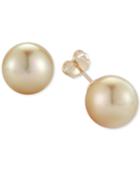 Cultured Golden South Sea Pearl (11mm) Stud Earrings In 14k Gold