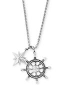 Effy Men's Ship's Wheel And Star Pendant Necklace In Sterling Silver