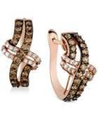 Le Vian Diamond Weave-style Hinge-back Earrings (1-1/4 Ct. T.w.) In 14k Rose Gold