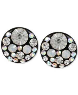Betsey Johnson Black-tone Multi-crystal Disc Stud Earrings