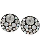 Betsey Johnson Black-tone Multi-crystal Disc Stud Earrings