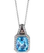 Le Vian Blue Topaz (3 Ct. T.w.) And Diamond (1/8 Ct. T.w.) Pendant Necklace In 14k White Gold
