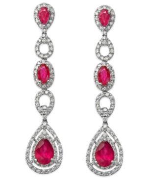 Ruby (2-1/2 Ct. T.w.) And Diamond (1/2 Ct. T.w.) Earrings In 14k Gold