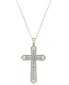 Diamond Two-tone Cross Pendant Necklace (1 Ct. T.w.) In 14k Yellow And White Gold