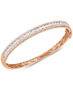 Swarovski Zirconia Bangle Bracelet In 18k Rose Gold-plated Sterling Silver