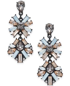 I.n.c. Large Black-tone Neutral Crystal Double Drop Earrings, 2, Created For Macy's