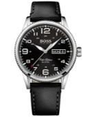 Hugo Boss Men's Pilot Black Leather Strap Watch 44mm 1513330