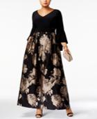 Xscape Plus Size Brocade Bell-sleeve Gown
