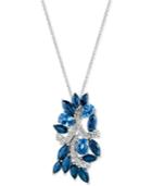 Le Vian Ceylon Sapphire (3-5/8 Ct. T.w.) And Diamond (1/3 Ct. T.w.) Pendant Necklace In 14k White Gold, Only At Macy's