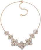 Anne Klein Gold-tone Crystal & Imitation Pearl Cluster Collar Necklace, 16 + 3 Extender