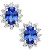 Tanzanite (7/8 Ct. T.w.) And Diamond (1/2 Ct. T.w.) Stud Earrings In 14k White Gold
