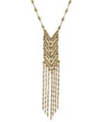 T.r.u. Gold-tone Chevron Tassel Pendant Necklace