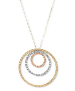 14k Gold, 14k Rose Gold And 14k White Gold Necklace, Diamond Accent Triple-circle Pendant