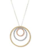 14k Gold, 14k Rose Gold And 14k White Gold Necklace, Diamond Accent Triple-circle Pendant