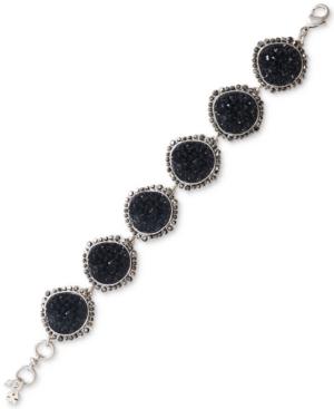 Lucky Brand Silver-tone Pave & Druzy Stone Link Bracelet