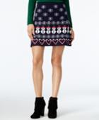 Planet Gold Juniors' Holiday-print Fit & Flare Sweater Skirt