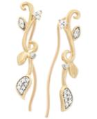 Wrapped Diamond Leaf Cuff Earrings (1/10 Ct. T.w.) In 10k Gold